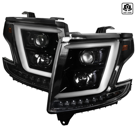 SPEC-D TUNING 15-18 Chevrolet Tahoe Projector Headlights- Glossy Black 2LHP-TAH15BK-TM